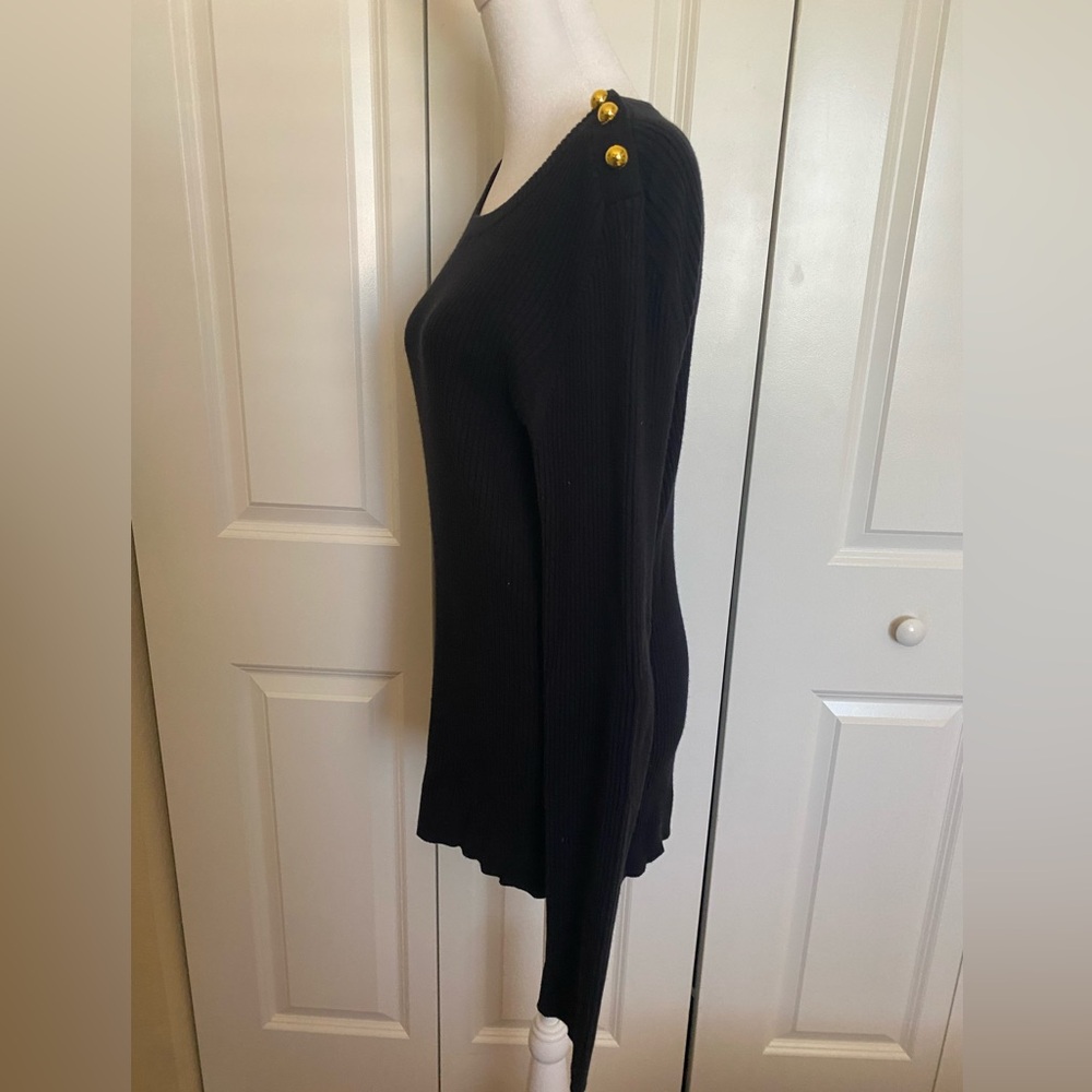 Tory Burch Black Ribbed Cashmere Blend Sweater Size XL - Picture 2 of 13